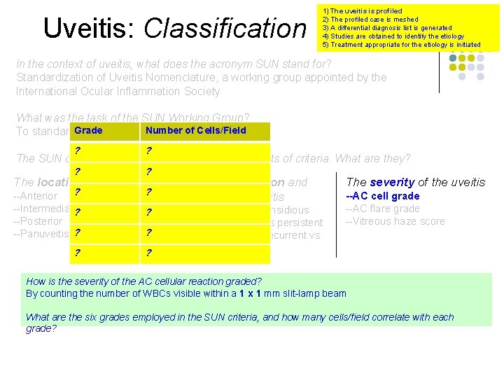 Uveitis: Classification 1) The uveitis is profiled 2) The profiled case is meshed 3)