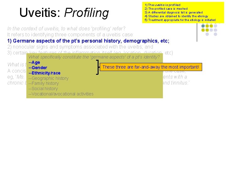 Uveitis: Profiling 1) The uveitis is profiled 2) The profiled case is meshed 3)