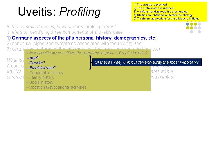Uveitis: Profiling 1) The uveitis is profiled 2) The profiled case is meshed 3)