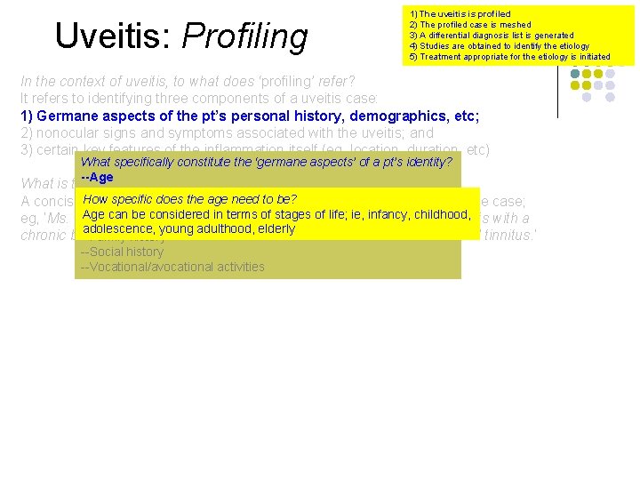 Uveitis: Profiling 1) The uveitis is profiled 2) The profiled case is meshed 3)