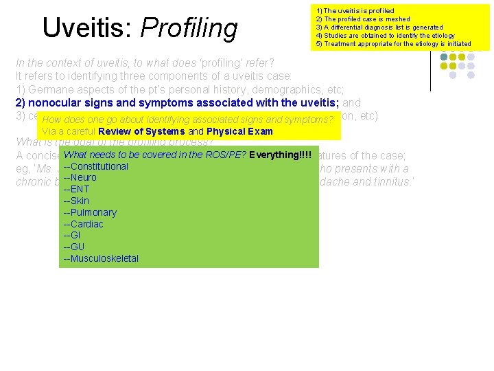 Uveitis: Profiling 1) The uveitis is profiled 2) The profiled case is meshed 3)