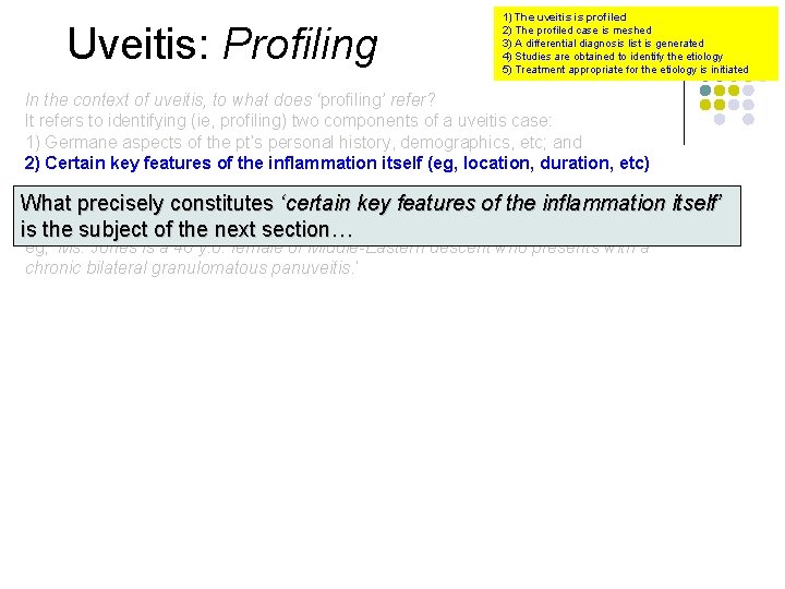 Uveitis: Profiling 1) The uveitis is profiled 2) The profiled case is meshed 3)