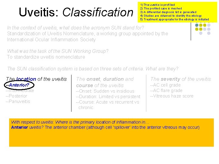 Uveitis: Classification 1) The uveitis is profiled 2) The profiled case is meshed 3)