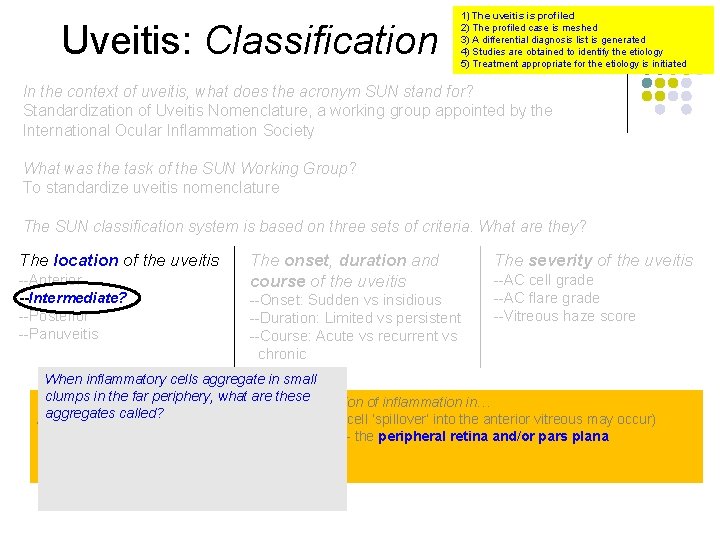 Uveitis: Classification 1) The uveitis is profiled 2) The profiled case is meshed 3)
