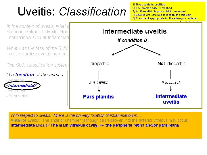 Uveitis: Classification 1) The uveitis is profiled 2) The profiled case is meshed 3)