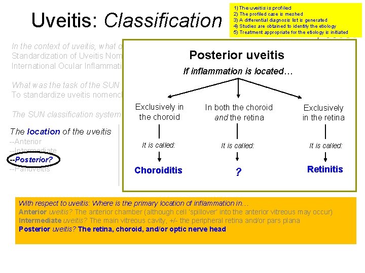 Uveitis: Classification 1) The uveitis is profiled 2) The profiled case is meshed 3)
