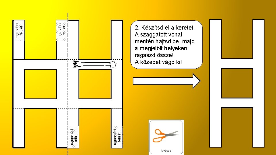 ragasztási felület 2. Készítsd el a keretet! A szaggatott vonal mentén hajtsd be, majd