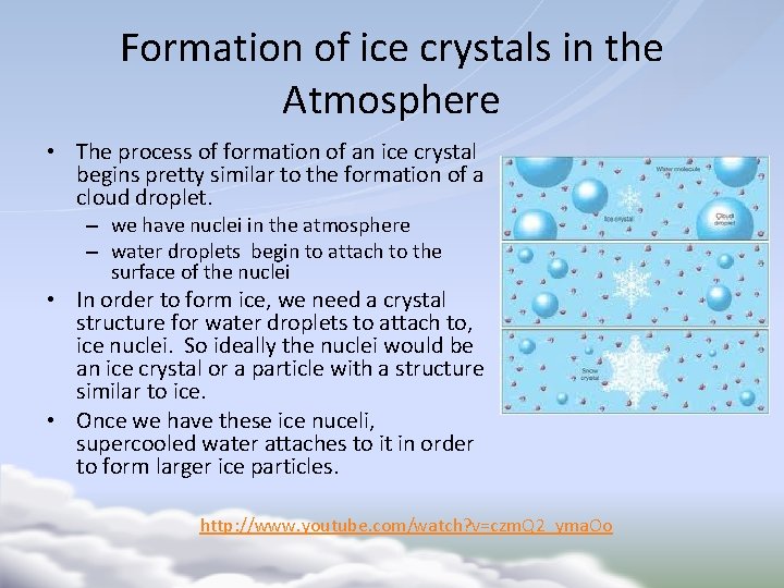 Formation of ice crystals in the Atmosphere • The process of formation of an