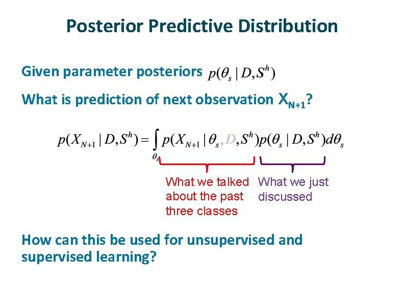 Posterior Predictive Distribution ü ü Given parameter posteriors What is prediction of next observation