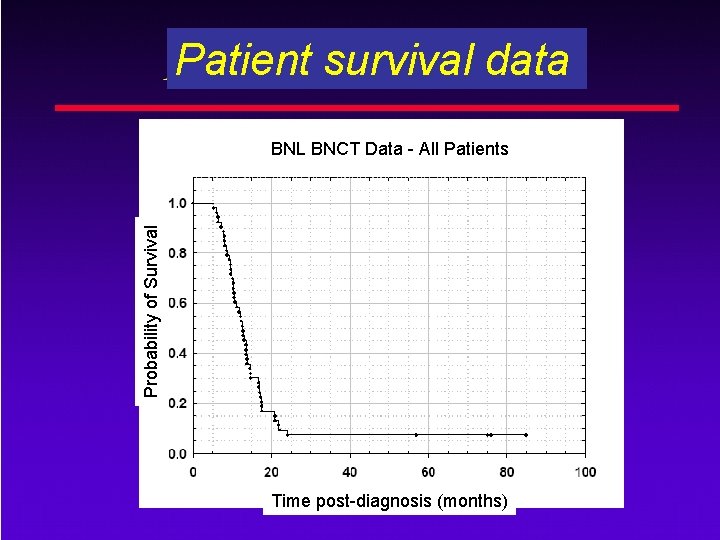 Patient survival data Probability of Survival BNL BNCT Data - All Patients Time post-diagnosis