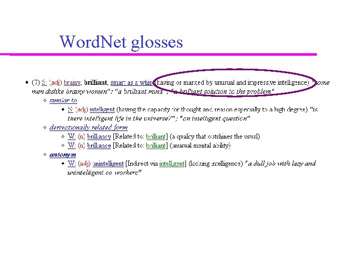 Word. Net glosses 