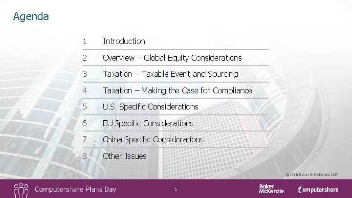 Agenda 1 Introduction 2 Overview – Global Equity Considerations 3 Taxation – Taxable Event