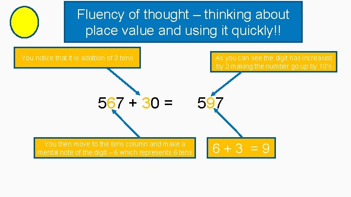 Fluency of thought – thinking about place value and using it quickly!! You notice