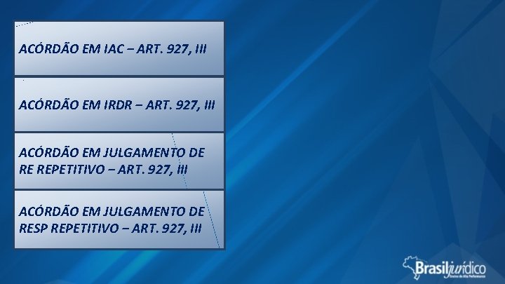 ACÓRDÃO EM IAC – ART. 927, III ACÓRDÃO EM IRDR – ART. 927, III