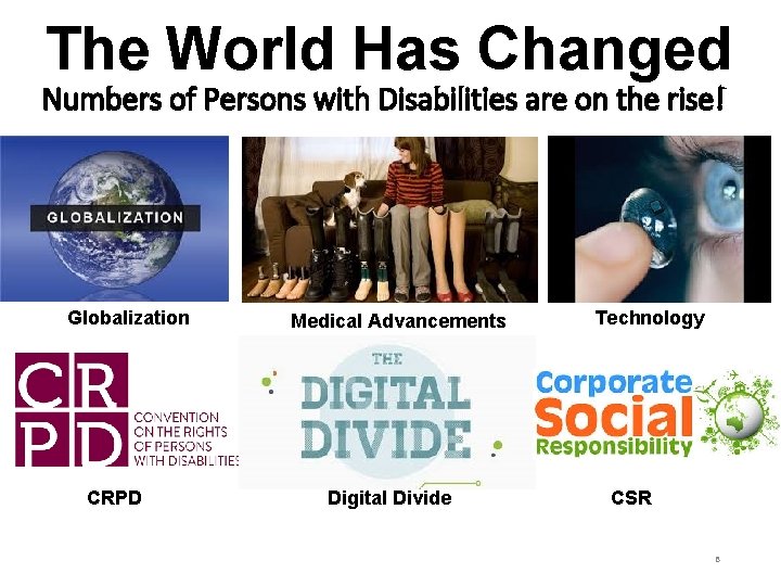 The World Has Changed Numbers of Persons with Disabilities are on the rise! Globalization