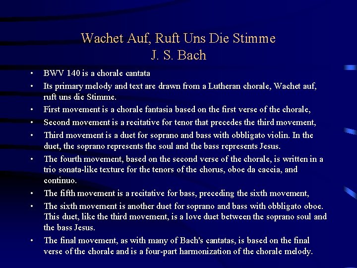 Wachet Auf, Ruft Uns Die Stimme J. S. Bach • • • BWV 140