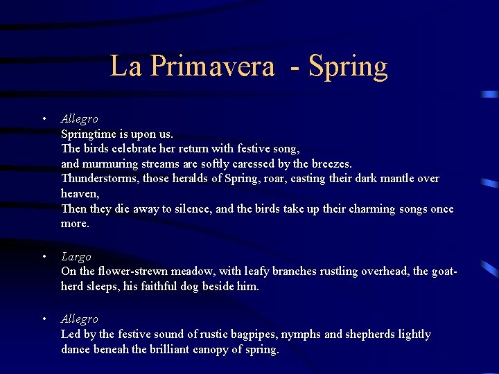 La Primavera - Spring • Allegro Springtime is upon us. The birds celebrate her