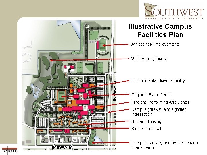 Illustrative Campus Facilities Plan Athletic field improvements HIGHWAY 23 Wind Energy facility Environmental Science