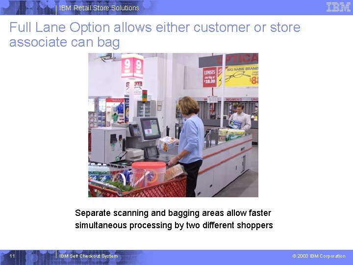 IBM Retail Store Solutions Full Lane Option allows either customer or store associate can