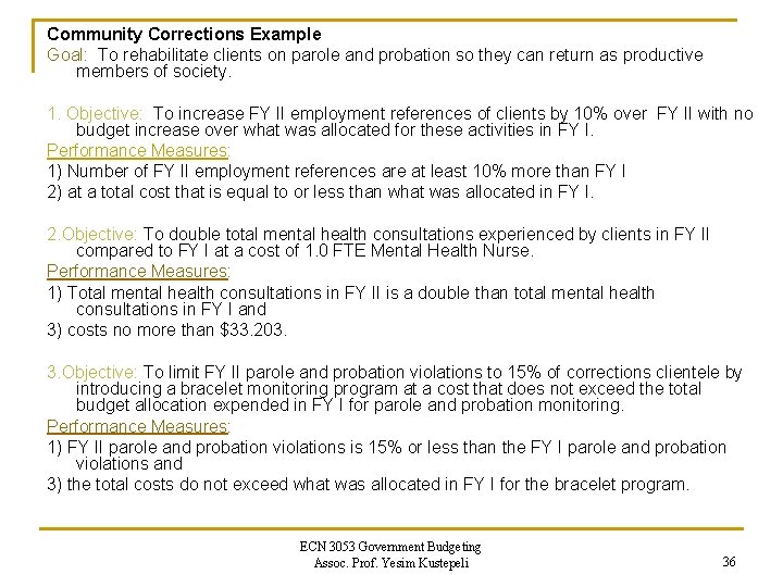 Community Corrections Example Goal: To rehabilitate clients on parole and probation so they can Community Corrections Example Goal: To rehabilitate clients on parole and probation so they can