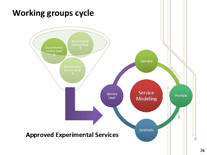 Working groups cycle Experimental Service (year 3) Demand Experimental Service (year 3) Service Level