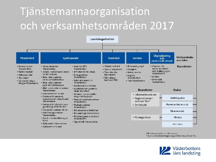 Tjänstemannaorganisation och verksamhetsområden 2017 