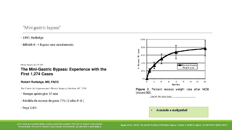 “Mini gastric bypass” • 1997, Rutledge • Billroth II Bypass una anastomosis. • Tiempo