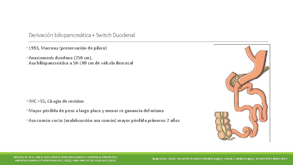 Derivación biliopancreática + Switch Duodenal • 1993, Marceau (preservación de píloro) • Anastomosis duodeno