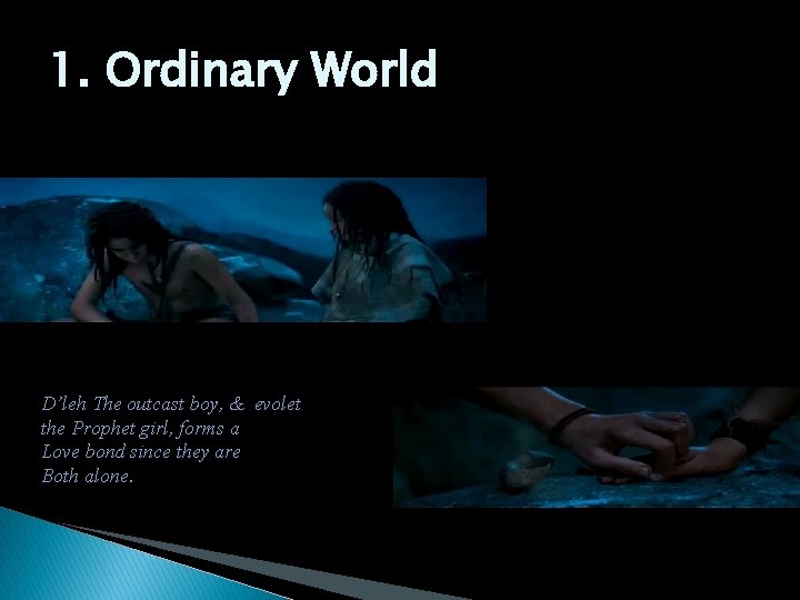 1. Ordinary World D’leh The outcast boy, & evolet the Prophet girl, forms a