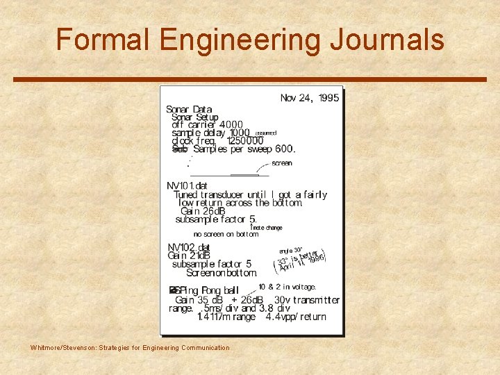 Formal Engineering Journals Whitmore/Stevenson: Strategies for Engineering Communication 