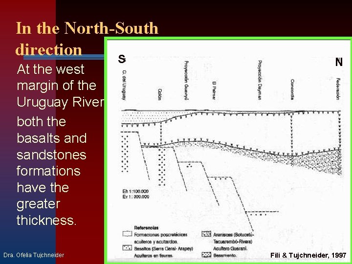 In the North-South direction S At the west margin of the Uruguay River, both