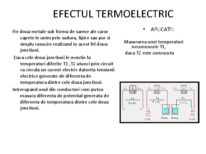 EFECTUL TERMOELECTRIC Fie doua metale sub forma de sarme ale caror capete le unim