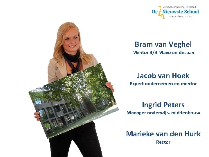 Bram van Veghel Mentor 3/4 Mavo en decaan Jacob van Hoek Expert ondernemen en