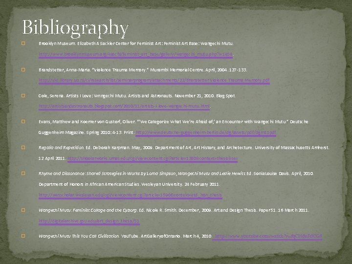 Bibliography � Brooklyn Museum. Elizabeth A Sackler Center for Feminist Art: Feminist Art Base: