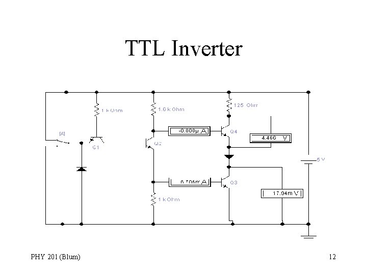 TTL Inverter PHY 201 (Blum) 12 