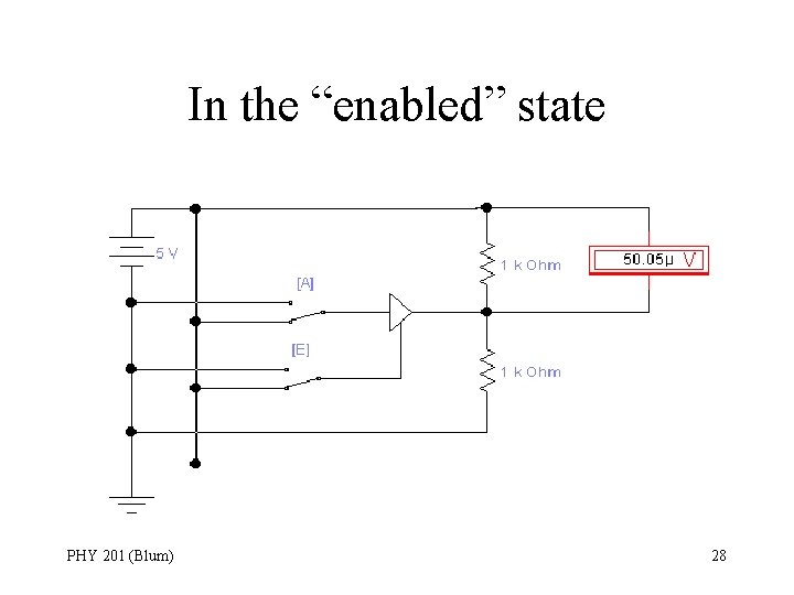 In the “enabled” state PHY 201 (Blum) 28 
