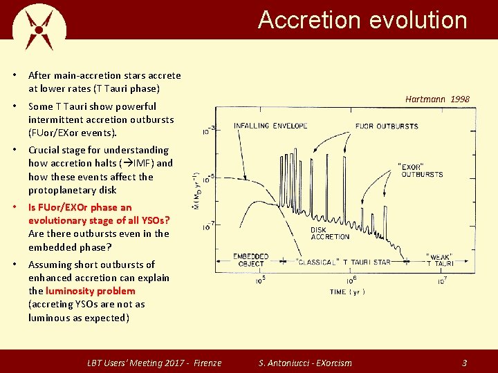 Accretion evolution • After main-accretion stars accrete at lower rates (T Tauri phase) •