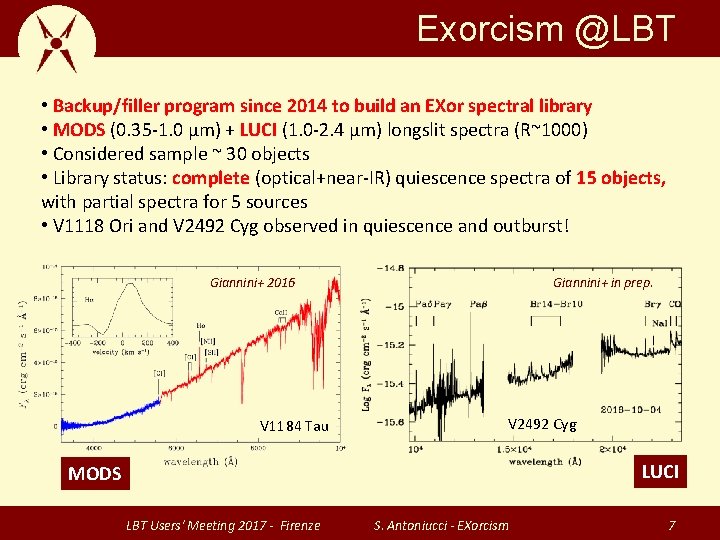 Exorcism @LBT • Backup/filler program since 2014 to build an EXor spectral library •