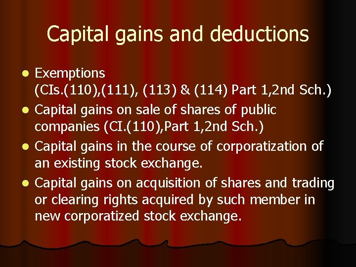 Capital gains and deductions l l Exemptions (CIs. (110), (111), (113) & (114) Part
