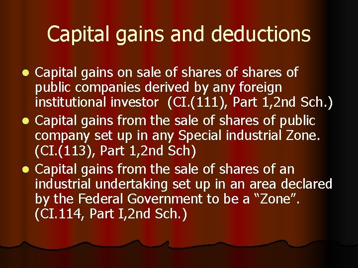 Capital gains and deductions Capital gains on sale of shares of public companies derived