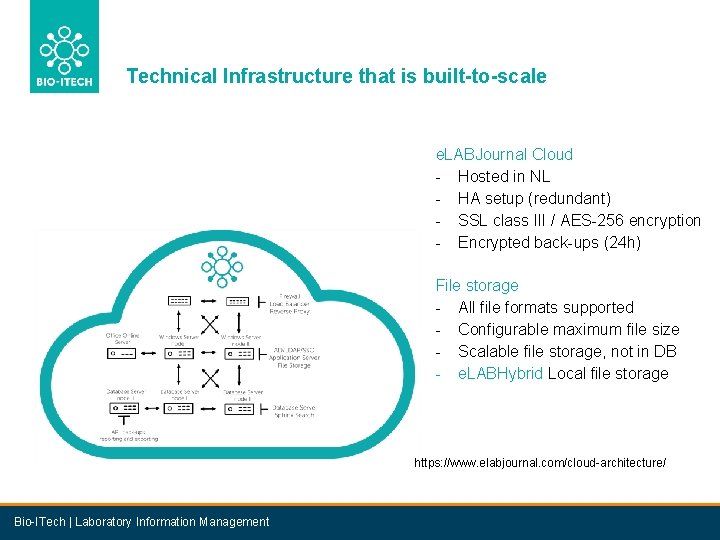 Technical Infrastructure that is built-to-scale e. LABJournal Cloud - Hosted in NL - HA