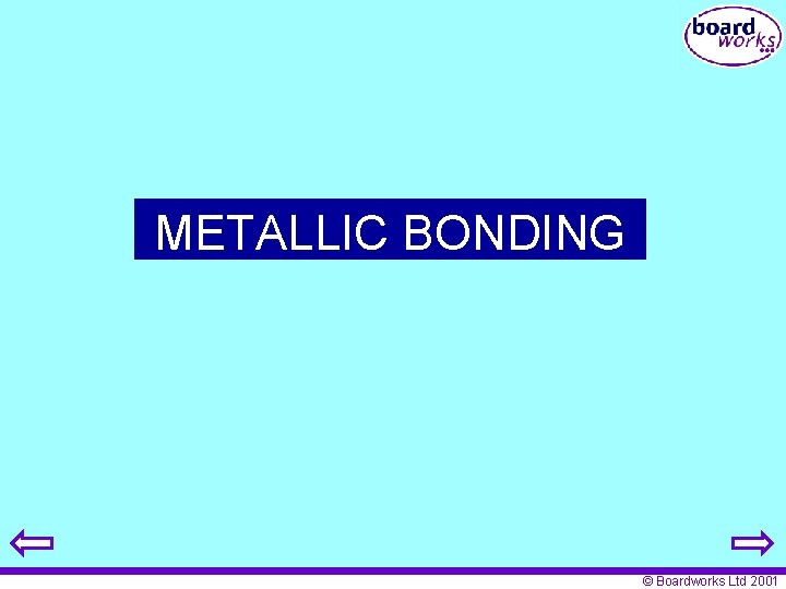 METALLIC BONDING © Boardworks Ltd 2001 