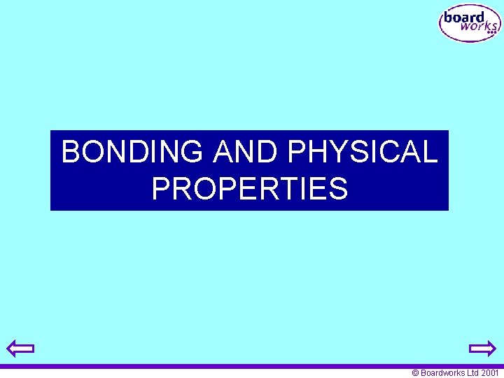 BONDING AND PHYSICAL PROPERTIES © Boardworks Ltd 2001 