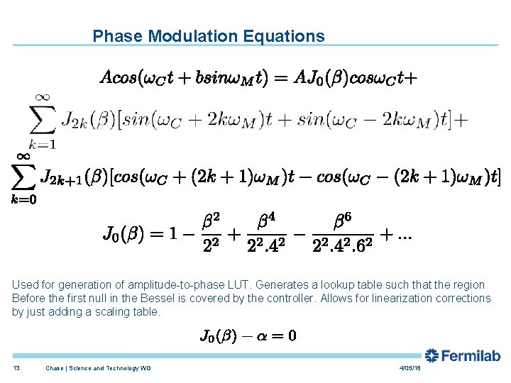 Phase Modulation Equations Used for generation of amplitude-to-phase LUT. Generates a lookup table such Phase Modulation Equations Used for generation of amplitude-to-phase LUT. Generates a lookup table such