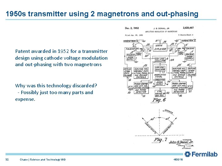 1950 s transmitter using 2 magnetrons and out-phasing Patent awarded in 1952 for a 1950 s transmitter using 2 magnetrons and out-phasing Patent awarded in 1952 for a