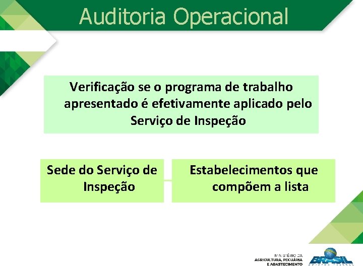 Auditoria Operacional Verificação se o programa de trabalho apresentado é efetivamente aplicado pelo Serviço