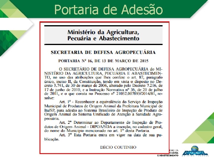 Portaria de Adesão 