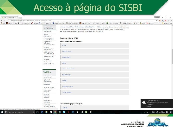 Acesso à página do SISBI 