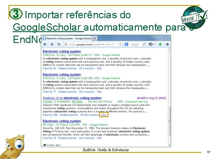 3 Importar referências do Google. Scholar automaticamente para o End. Note: Gestão de Referências