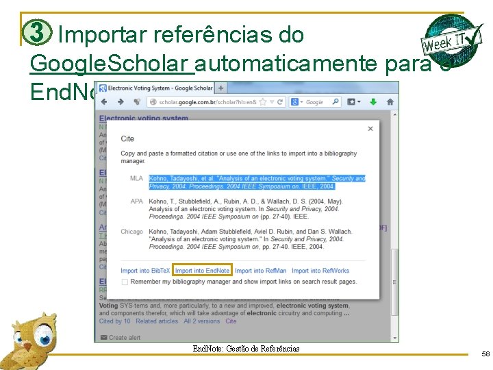 3 Importar referências do Google. Scholar automaticamente para o End. Note: Gestão de Referências